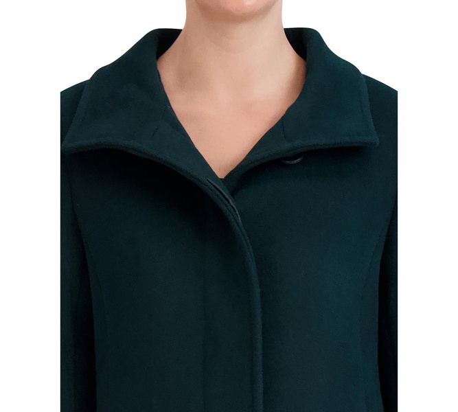 Womens Stand-Collar Single-Breasted Wool Blend Coat