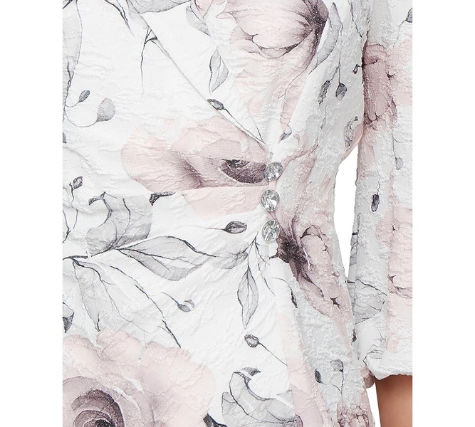 Petite Jacquard Printed Faux-Wrap Top
