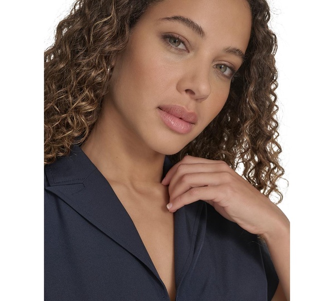 Women's Belted Cap-Sleeve Commuter Dress