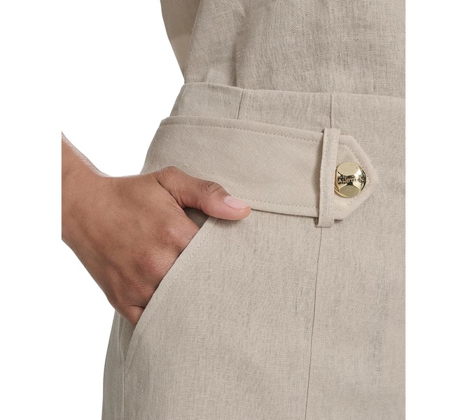 Women's Mid-Rise Straight-Leg Tab-Waist Pants