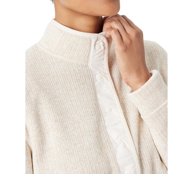 Women's Mixed-Media Mock-Neck Sweatshirt
