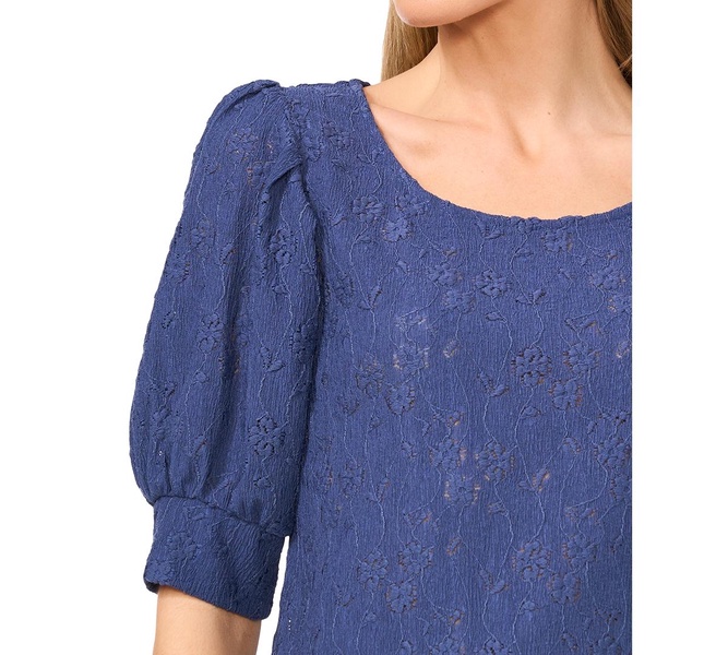 Women's Shirred Scoop-Neck 3/4-Sleeve Top