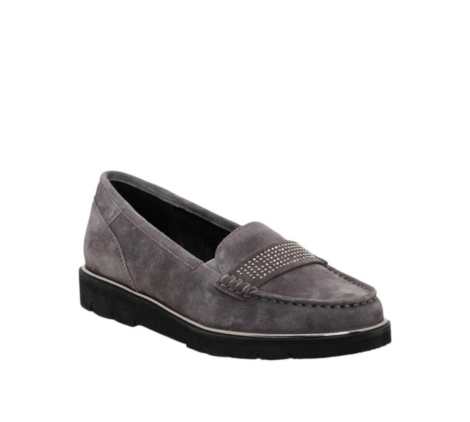 women's daffodil rhinestone keeper wedge loafer in steel
