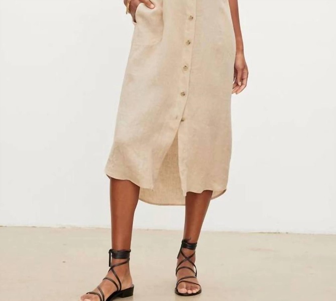 sandra dress in biscuit