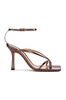 Stretch Metallic Leather Sandals