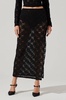 roux sequin lace maxi skirt in black