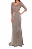 lace long sleeve gown in charcoal