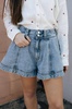 women's denim shorts in washed denim