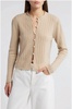 ruffle neck cardigan in taupe