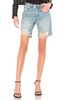 ripped denim high rise shorts in blue