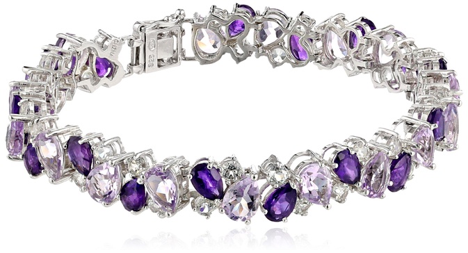 Amazon Essentials Sterling Silver Created Gemstones Bracelet, 7.25" (previously Amazon Collection)