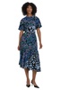Maggy London Women's Short Flutter Sleeve Fit and Flare Dress with Asymmetric Hem Tier