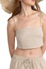 Gottex Beach Life Resort Natural Sleeveless Crop Top with Tie Shoulder Straps for Women, Stylish and Elegant Summer Essential