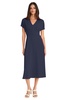 Maggy London Versatile V-Neck Short Sleeve A-line Midi Wedding Guest Dresses for Women