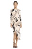 Maggy London Women's Long Sleeve High Neck Midi Asymmetrical Hem with Side Slit-Evening Formal Dress