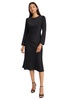 Donna Morgan Elegant Long Sleeve Midi-Versatile Cocktail-Wedding Guest Work Dress for Women