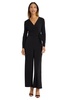 Maggy London womens Elegant Wide-leg Jumpsuit - Long Sleeve V-neck Wrap Bodice With Cinched Waist - Formal Evening Jumpsuit