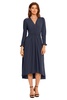 Maggy London Women's V-Neck Hi-lo Midi Dress with Gathered Waist and Ruffle Details