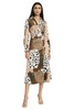 Donna Morgan Women's Long Sleeve V-Neck Midi Wrap Abstract Print A-line-Special Occasion Cocktail Dress