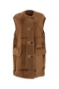 Max Mara Women Caramel Shearling Effige Sleeveless Coat