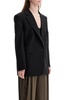 blazer in poliestere e lana nero oversize monopetto con scollo a v