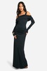 Exposed Shoulder Off The Shoulder Long Sleeve Maxi Dress