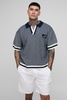 Tall Contrast Edge Open Knit Boxy Oversized Polo Shirt