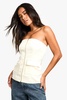 Longline Zip Front Tailored Bandeau Top  