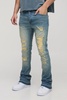 Skinny Stretch Stacked Flared Ripped Jeans