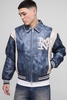 Boxy Man Badge Crinkle PU Varsity Jacket