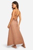 Linen Look Strappy Metal Trim Midi Dress