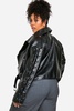 Plus Lace Up Detail Oversized Faux Leather Biker Jacket