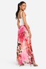 Animal Printed Mesh Ruched Maxi Skirt 