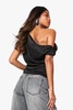 Woven Shirred Cut Out Long Sleeve Top