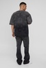 Slim Flared Bandana Laser Print Jeans