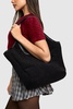 Corduroy PU Binding Detail Tote Bag