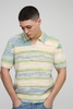 Boxy Brushed Striped V Neck Short Sleeve Knitted Polo