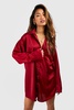 Satin Pocket Detail Fluid Fit Shirt Dress
