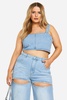 Plus Diamante Trim Denim Top