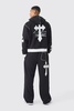 Oversized Boxy Limited Edition Cross Applique Hoodie and Sweatpants Tracksuit