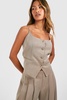 Linen Look Contrast Button Vest