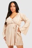 Plus Wide Plisse Flared Sleeve Skater Dress