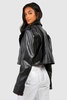 Petite Crop Faux Leather Moto Jacket