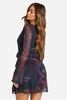 Blur Floral Mesh Flare Sleeve Mini Dress