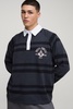 Oversized Worldwide Stripe Long Sleeve Interlock Polo