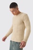 Muscle Fit Cable Knit Sweater