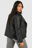 Plus Belted Faux Leather Pu Moto Jacket