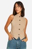 Super Stretch Mock Horn Button Fitted High Neck Vest