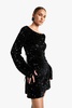 Velvet Sequin Tie Back Shift Dress