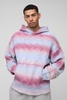 Boxy Fit Ombre Stripe Brushed Knit Cross Hoodie